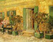 餐厅外景和盆中的夹竹桃 - 文森特·威廉·梵高